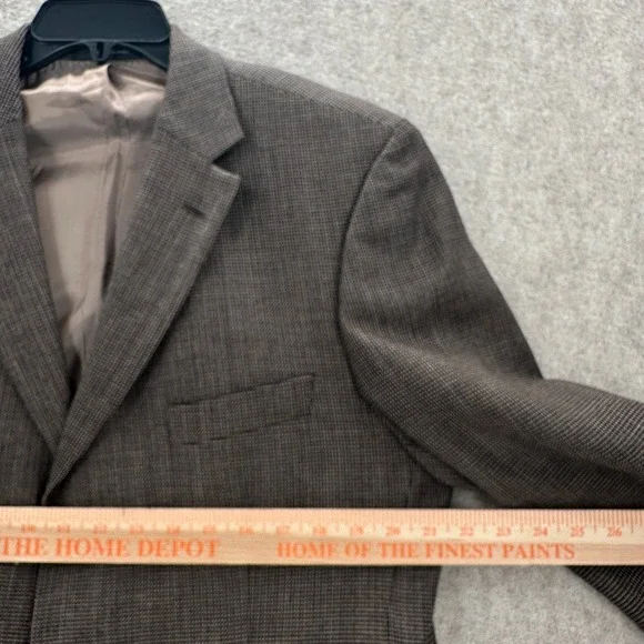 Hugo Boss Scorsese Blazer Jacket Mens 42L Brown Virgin Wool Micro Check 3 Button